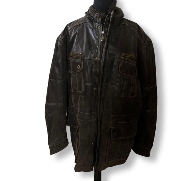 Distressed brown leather jacket - XXL - Picture 2 of 7